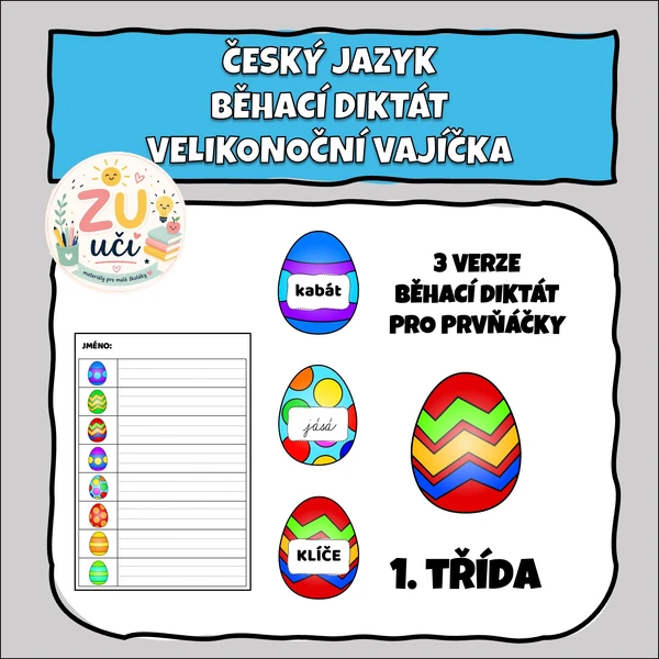 Velikonoční běhací diktát pro prvňáčky