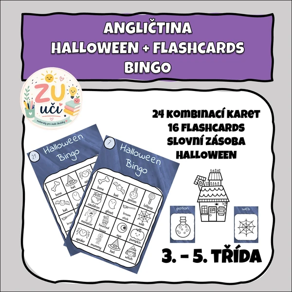 Haloweenské bingo + 16 Flashcards - Anglický jazyk