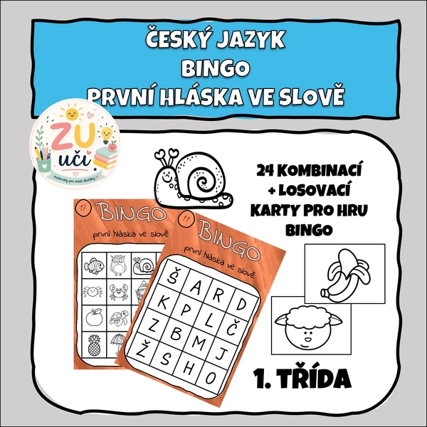 Češtinářské bingo - První hláska ve slově