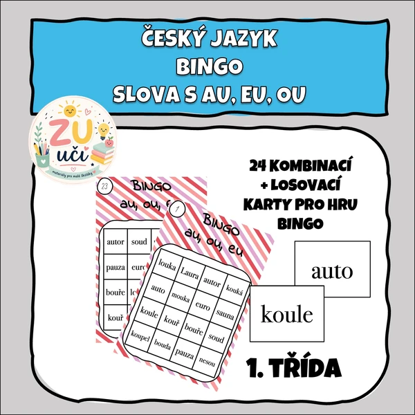Češtinářské bingo - Slova s au, eu, ou