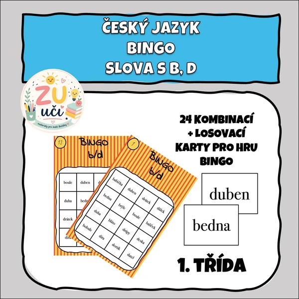 Češtinářské bingo - Slova s písmeny B, D