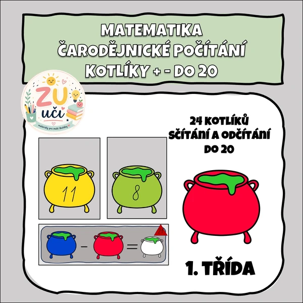 Čarodějnické počítání - Kotlíky, + - do 20