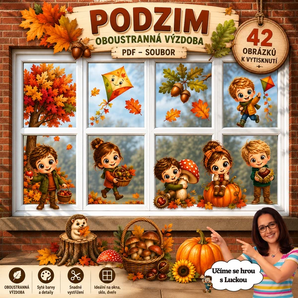 PODZIM děti - OBOUSTRANNÁ VÝZDOBA A3, A4