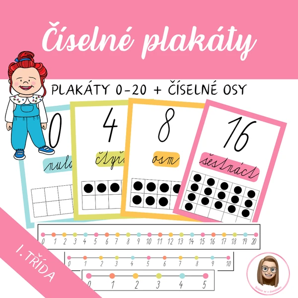 ČÍSELNÉ PLAKÁTY 0-20 + číselné osy
