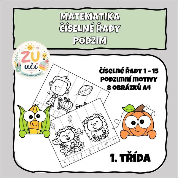 Číselné řady , 1 - 15, podzimní omalovánky