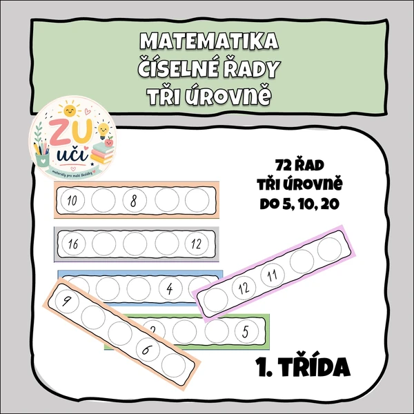 Číselné řady - 72 karet, 3 úrovně
