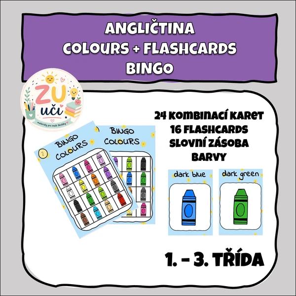 Bingo - Colours, + flashcards