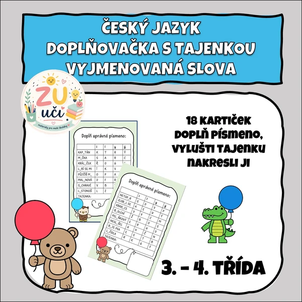 Kartičky s tajenkou - Vyjmenovaná slova
