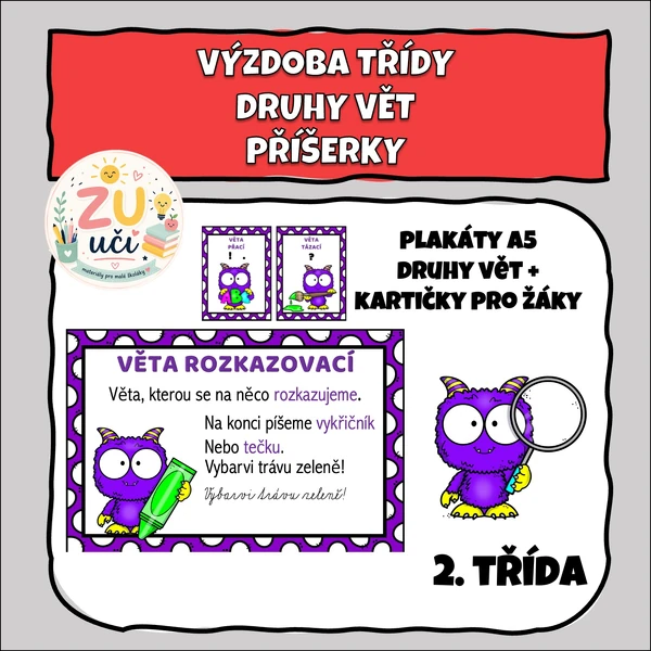 Výzdoba třídy - Druhy vět - Příšerky