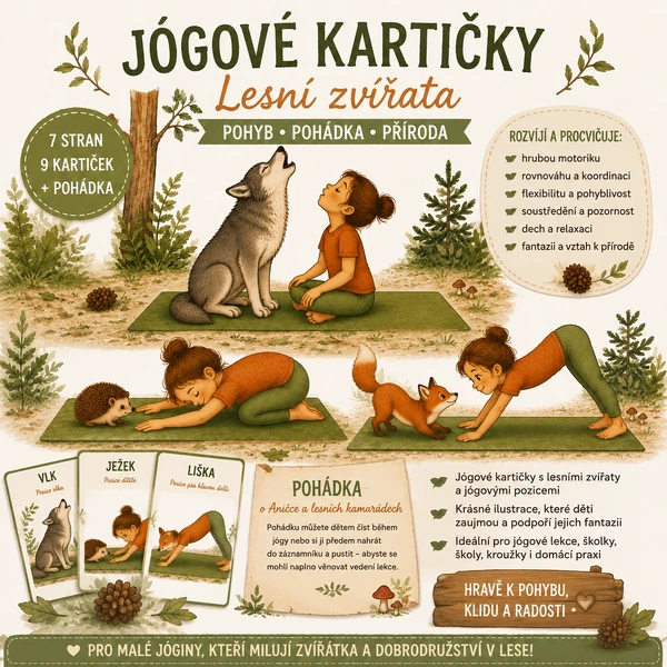 Jógové kartičky na téma lesní zvířátka