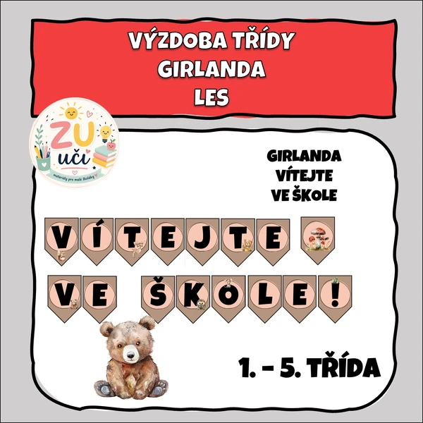 Výzdoba třídy - Girlanda Lvíčata - Vítejte ve škole