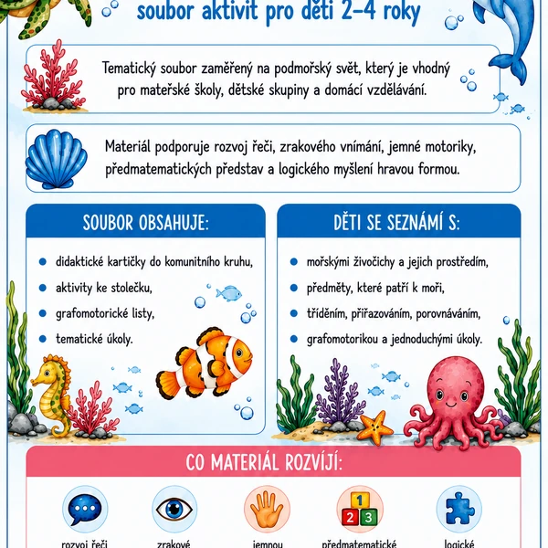 🐟Podmořský svět – soubor aktivit pro děti 2–4 roky