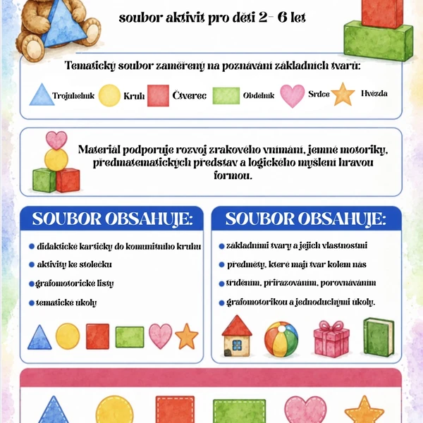 🟨🔺Tvary - soubor aktivit pro děti od 2-6 let 