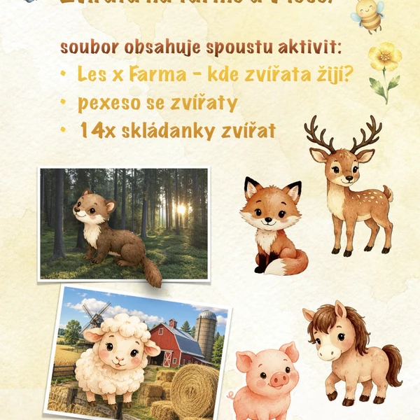 Zvířata - kde žijí, skládačky,  pexeso
