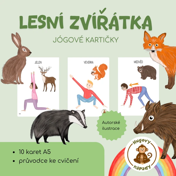 Lesní zvířátka - jógové kartičky