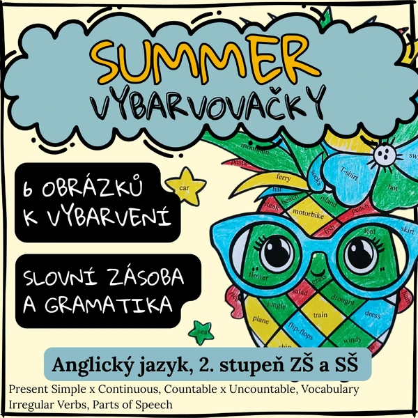 Anglické LETNÍ VYBARVOVAČKY pro 2. stupeň ZŠ | summer colouring