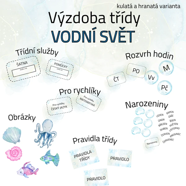 Balíček: Výzdoba třídy - vodní svět