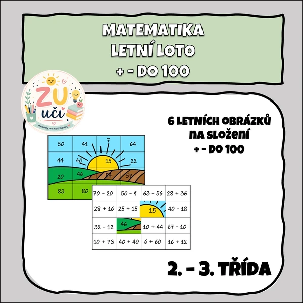 Letní loto pro druháky, třeťáky, + - do 100