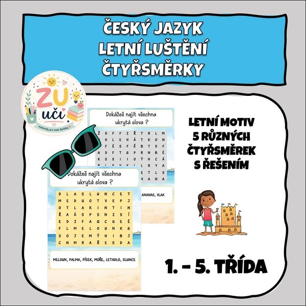 Letní luštění - Čtyřsměrky pro všechny děti