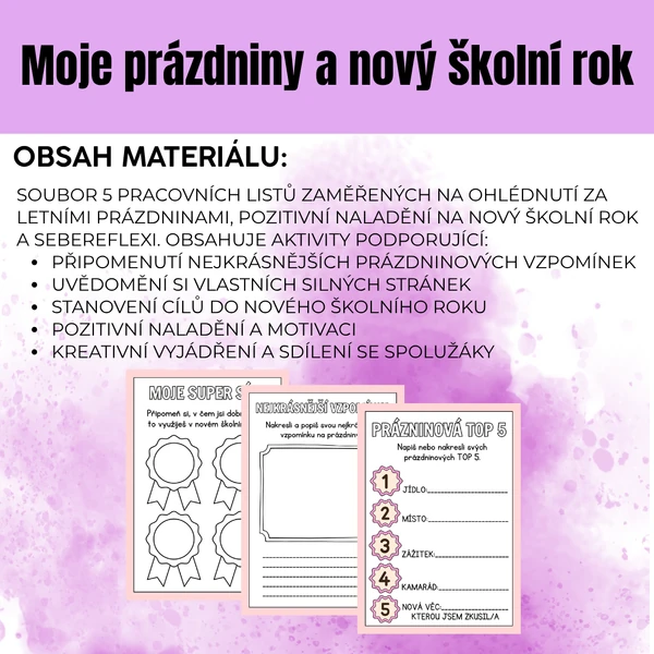Moje prázdniny a nový školní rok