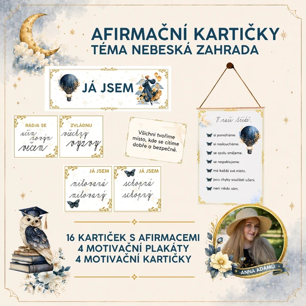 Afirmační kartičky a plakáty - nebeská zahrada