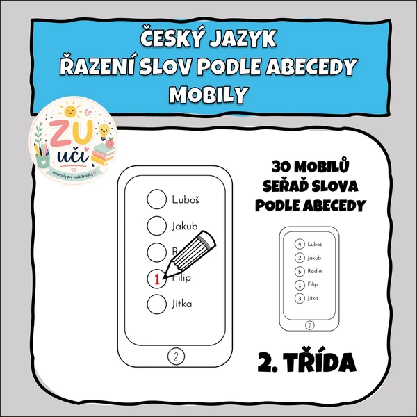 Řazení slov podle abecedy - Mobily