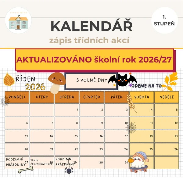 Třídní kalendář akcí 2025/2026