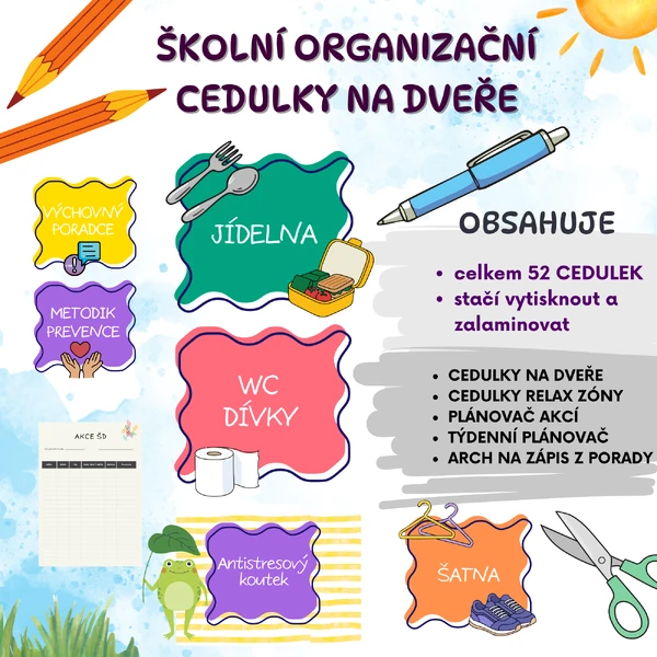 ORAGANIZAČNÍ CEDULKY NA DVEŘE