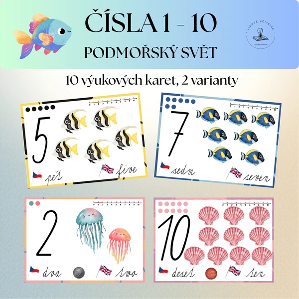 Čísla 1 - 10 podmořský svět 