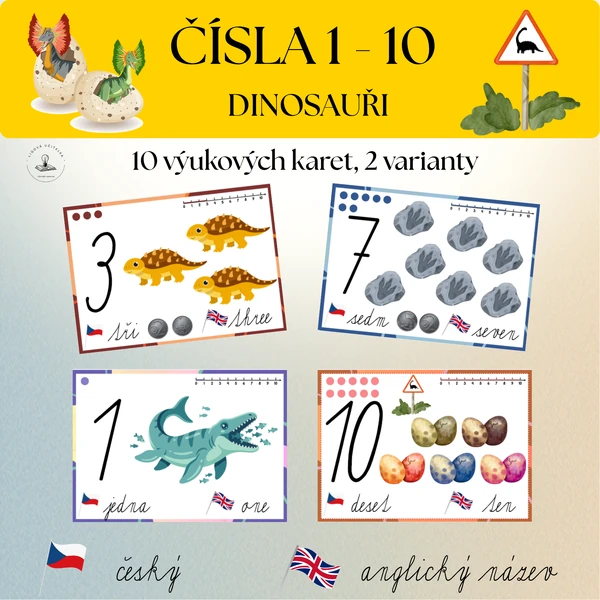 Čísla 1 - 10 dinosauři 