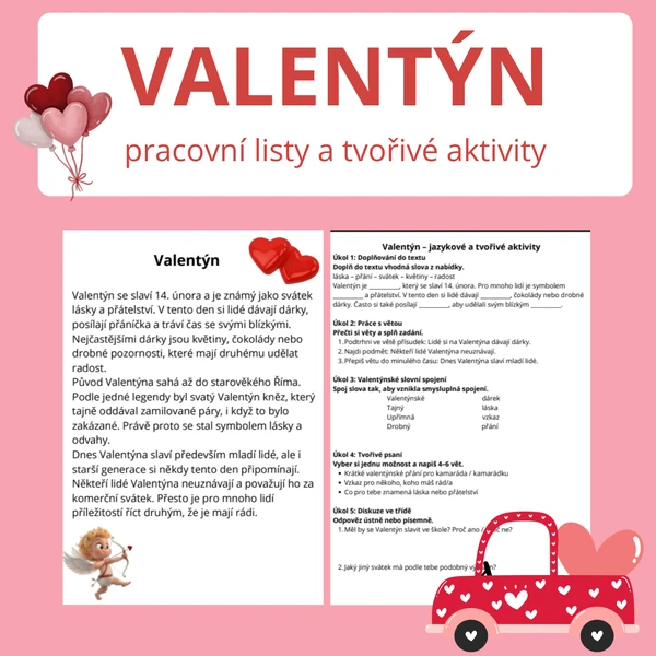 Valentýn – porozumění textu a tvořivá práce