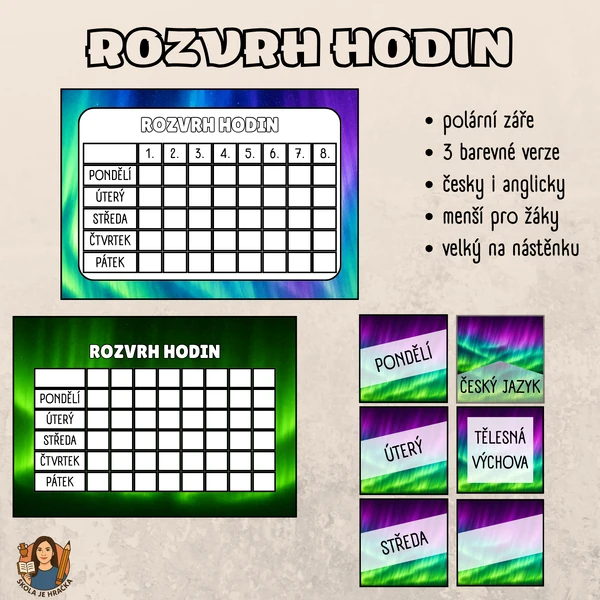 Rozvrh hodin - polární záře