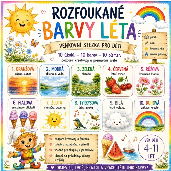 LETNÍ ZÁBAVNÁ STEZKA SKŘÍTKA SLUNÍČKA - ROZFOUKANÉ BARVY LÉTA