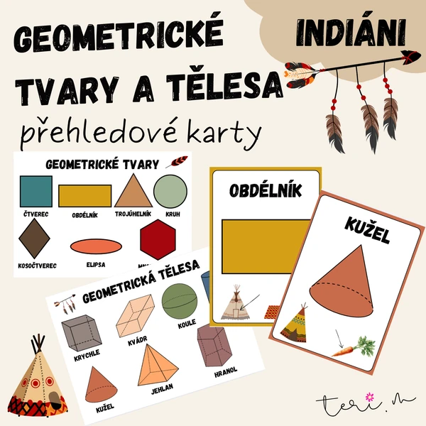 GEOMETRICKÉ TVARY A TĚLESA - téma INDIÁNI