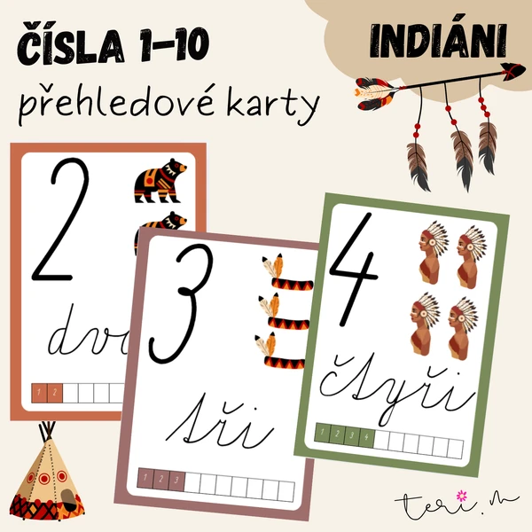 ČÍSLA 1-10 - téma INDIÁNI