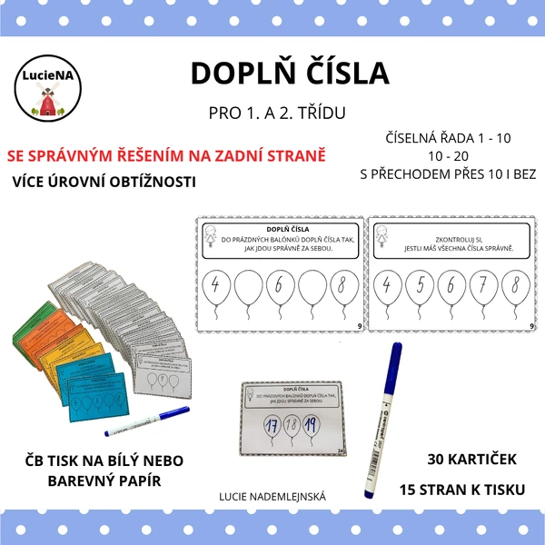 DOPLŇ ČÍSLA - KARTIČKY