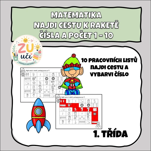 Najdi cestu k raketě - Počet a čísla do 10