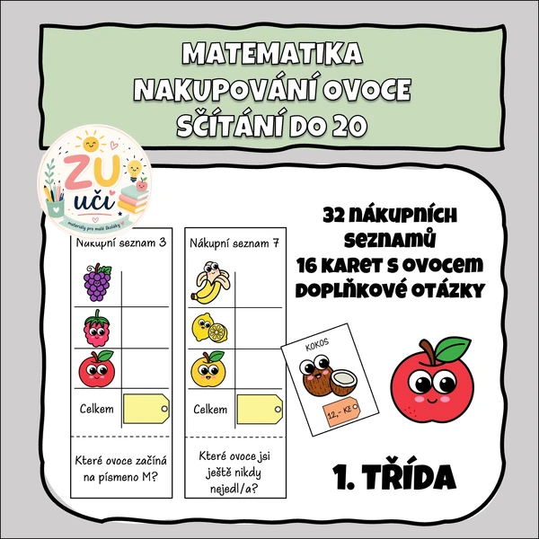 Nakupování ovoce - Sčítání do 20