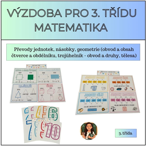 Barevná výzdoba pro 3. třídu - matematika