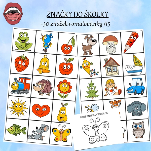 ZNAČKY DO ŠKOLKY+omalovánky