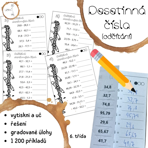 Odčítání desetinných čísel – přehni a zkontroluj!
