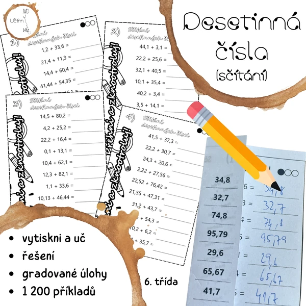 Sčítání desetinných čísel – přehni a zkontroluj!