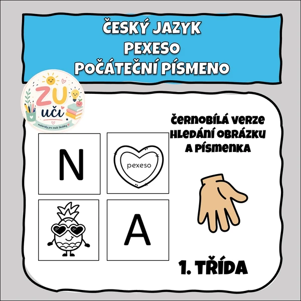 Pexeso pro prvňáčky - Písmeno + obrázek