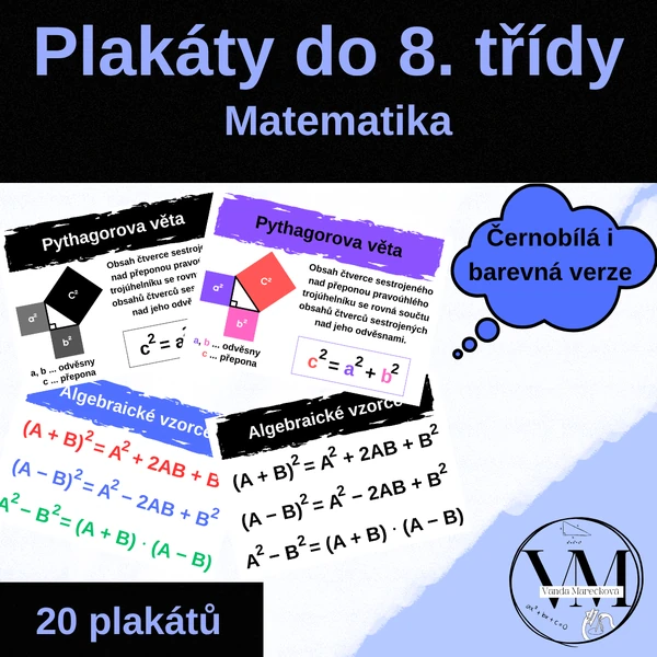 Plakáty s přehledem učiva matematiky - 8. třída