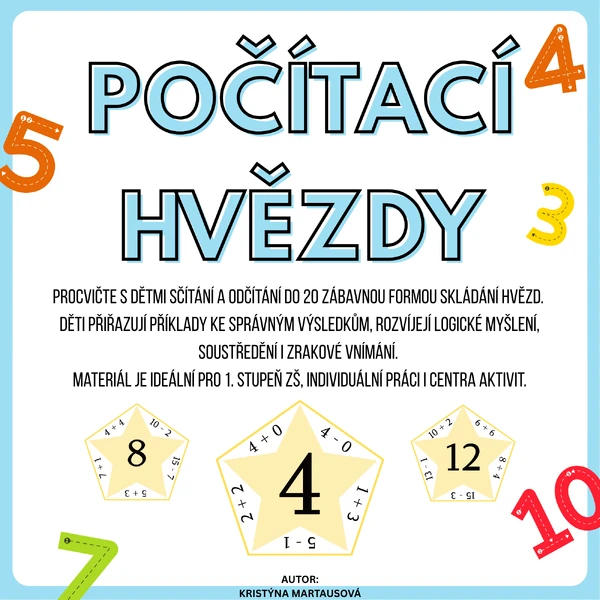 ⭐ Počítací hvězdy – Sčítání a odčítání do 20 ⭐