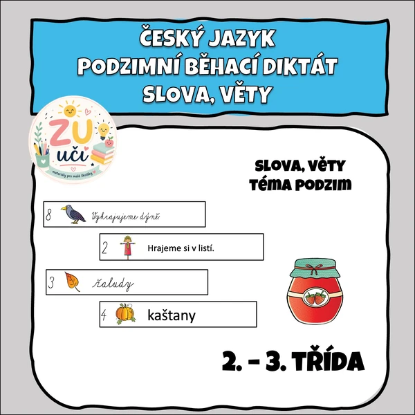 Běhací diktát - Podzimní slova, věty