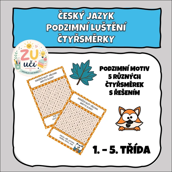 Podzimní čtyřsměrky - Luštění pro všechny děti