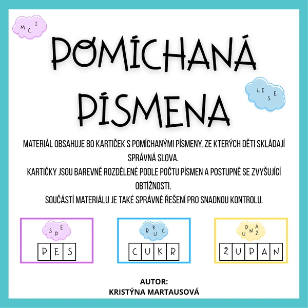 POMÍCHANÁ PÍSMENA – 80 kartiček k luštění slov 🔤🧩