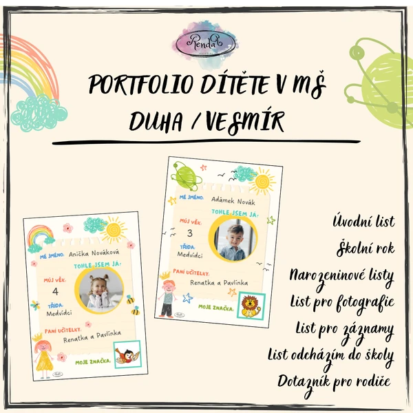 Portfolio dítěte v MŠ - Duha/Vesmír
