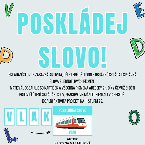 🧩 Skládání slov – Obrázky a písmena